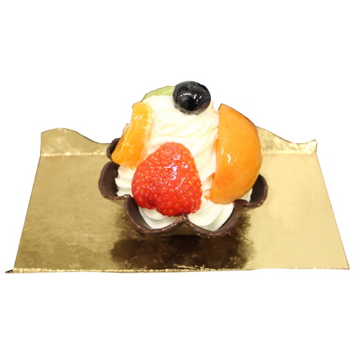 Tulipa de chocolate y nata con frutas, 100g.