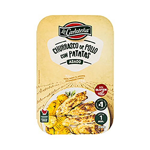 LA CARLOTEÑA Churrasco de pollo asado con patatas, listo para calentar y comer 250 g.