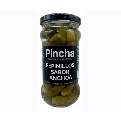 PINCHA Pepinillos sabor anchoa en frasco 140 g.