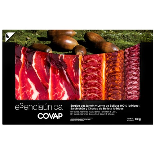 COVAP Tabla de embutidos ibéricos, cortados en lonchas COVAP Esenciaúnica 130 g.