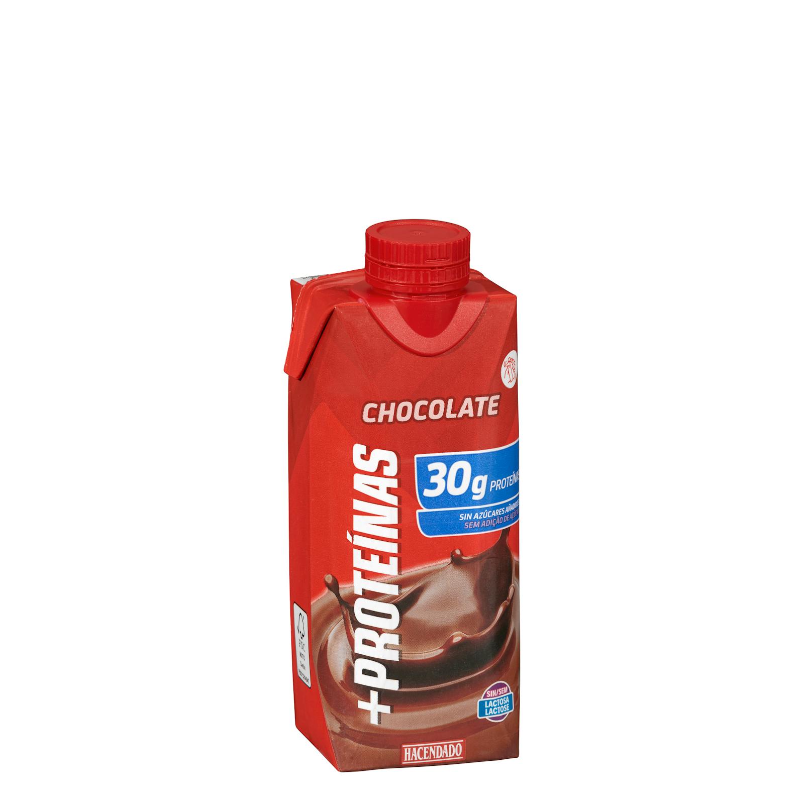 Batido lácteo sabor chocolate +Proteínas Hacendado 30 g proteínas