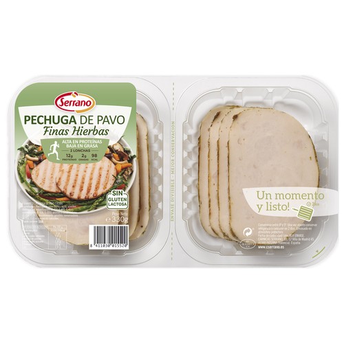Pechuga de pavo a las finas hierbas, cortada en lonchas SERRANO 330 g.