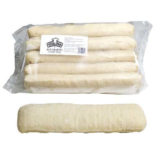 VITALPAN Chapata rectangular de 30 cm, con masa pre-cocida y congelada 5 x 100 g (Aproximadamente).