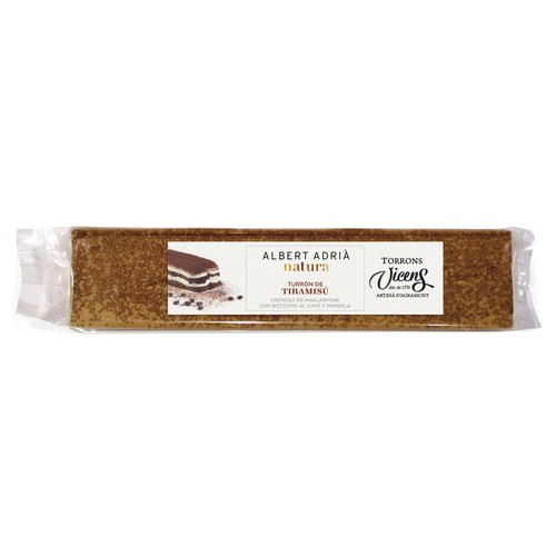 VICENS Turrón de tiramisú, cremoso de mascarpone con bizcocho al café y marsala 300 g.