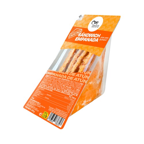 COR DEORO Sándwich de empanada de hortalizas y atún 220 g.