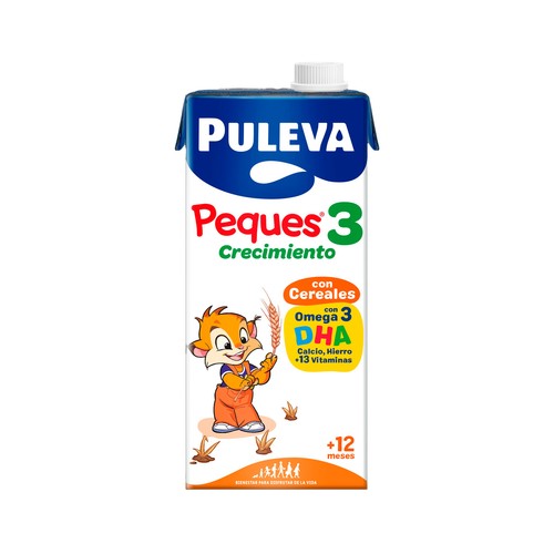 PULEVA Peques 3 Leche (3) de crecimiento con cereales, de 12 a 36 meses 1 l.