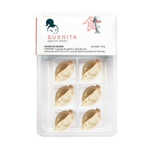 SUSHITA Gyozas (empanadillas japonesas) de salmón, listas para calentar y comer 135 g.