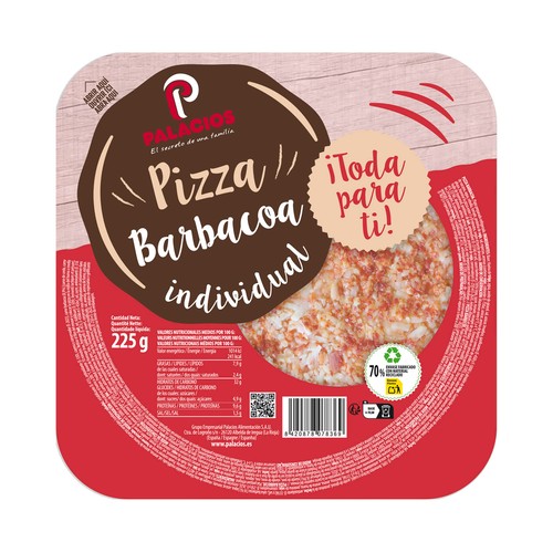 PALACIOS Mini pizza barbacoa, ideal para microondas PALACIOS 225 g.