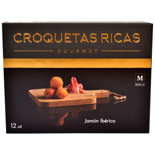 CROQUETAS RICAS Croquetas 100% caseras, ultracongeladas y rellenas de jamón ibérico Gourmet 300 g.