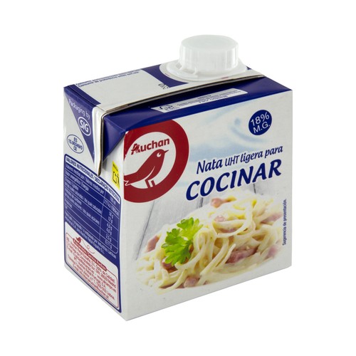 AUCHAN Nata líquida (18% materia grasa) para cocinar 500 ml. Producto Alcampo