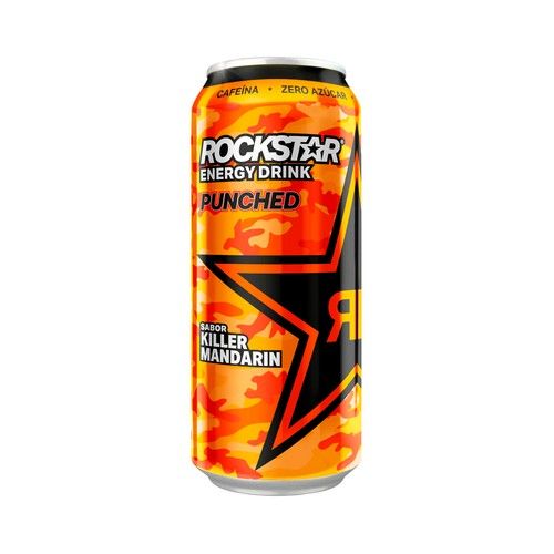 ROCKSTAR Bebida energética sabor a mandarina lata de 500 ml.