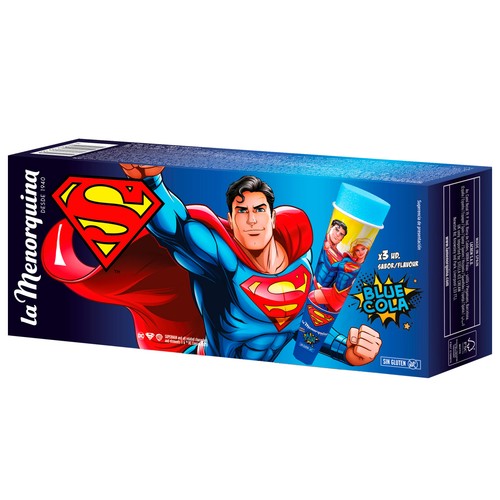 LA MENORQUINA Superman Polo de agua con sabor a cola azul 3 x 105 ml.