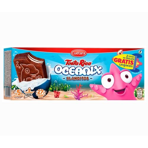 TOSTA RICA Oceanix Pastelitos de cacao rellenos de leche y chocolate 5 uds. 160 gr,