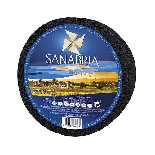 SANABRIA Queso mezcla semicurado, cuña.