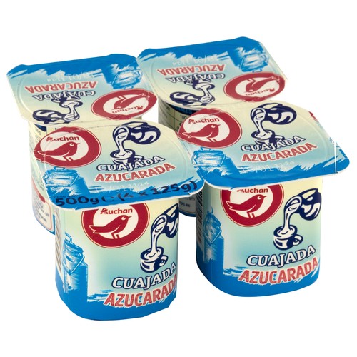 AUCHAN Cuajada natural azucarada 4 x 125 g. Producto Alcampo