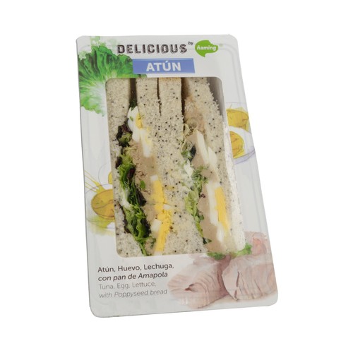 ÑAMING Sandwich de pan de molde con semillas, atún, huevo cocido y lechuga ÑAMING Delicious 200 g.