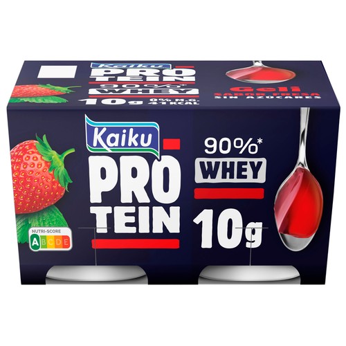 KAIKU Protein Gelatina de fresa con un 90% Whey y alto contenido en proteinas 4 x 125 g.