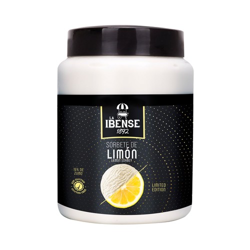 LA IBENSE 1892 Tarrina de helado de sorbete de limón, elaborado sin gluten1892 1 l.