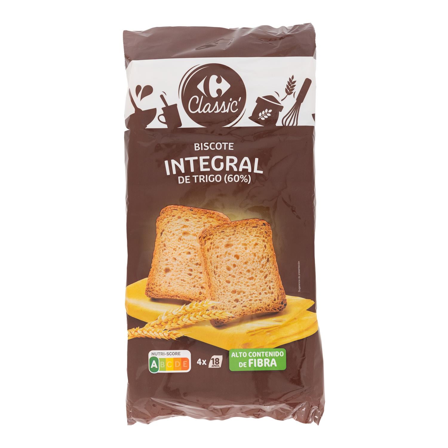 Biscottes integrales Classic Carrefour 540 g.