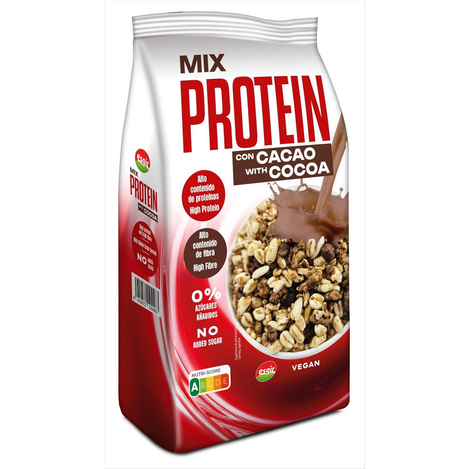 Mix de cereales con cacao alto en proteínas Esgir sin azúcar añadido 250 g.