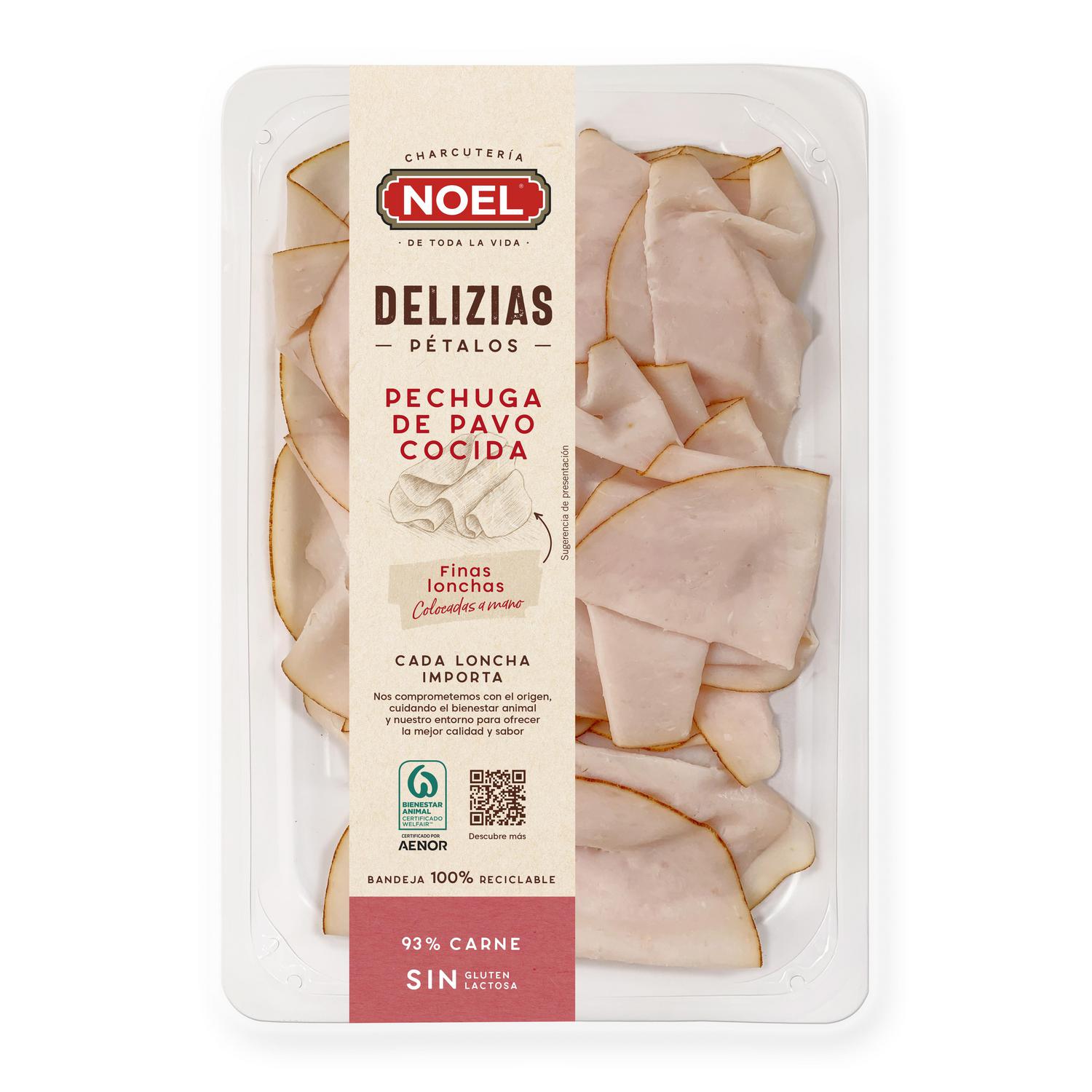 Pechuga de pavo cocida sabor ahumado en pétalos Delizias Noel sin gluten y sin lactosa 90 g