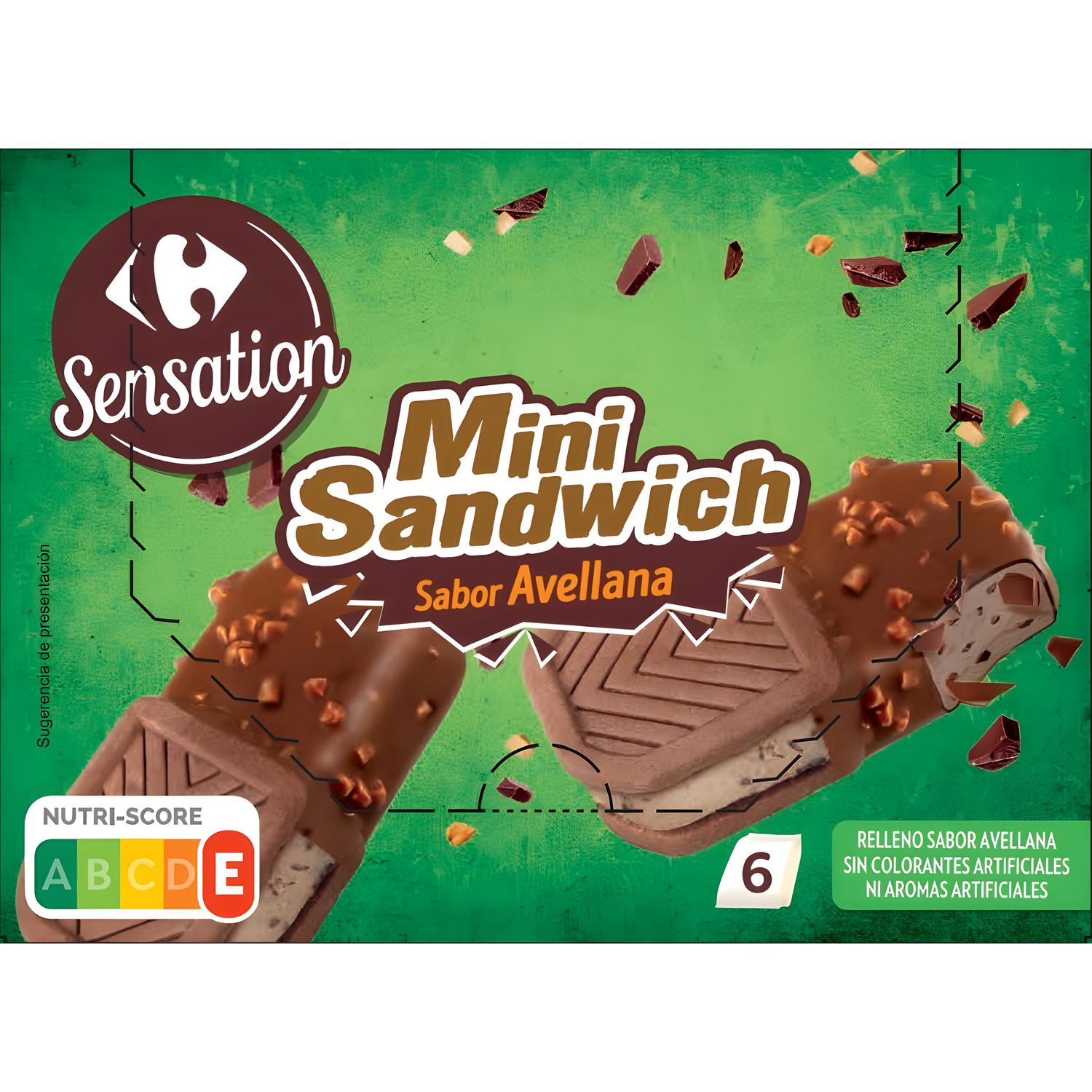 Mini sandwich Duo Avellana Carrefour Sensation 6 uds.