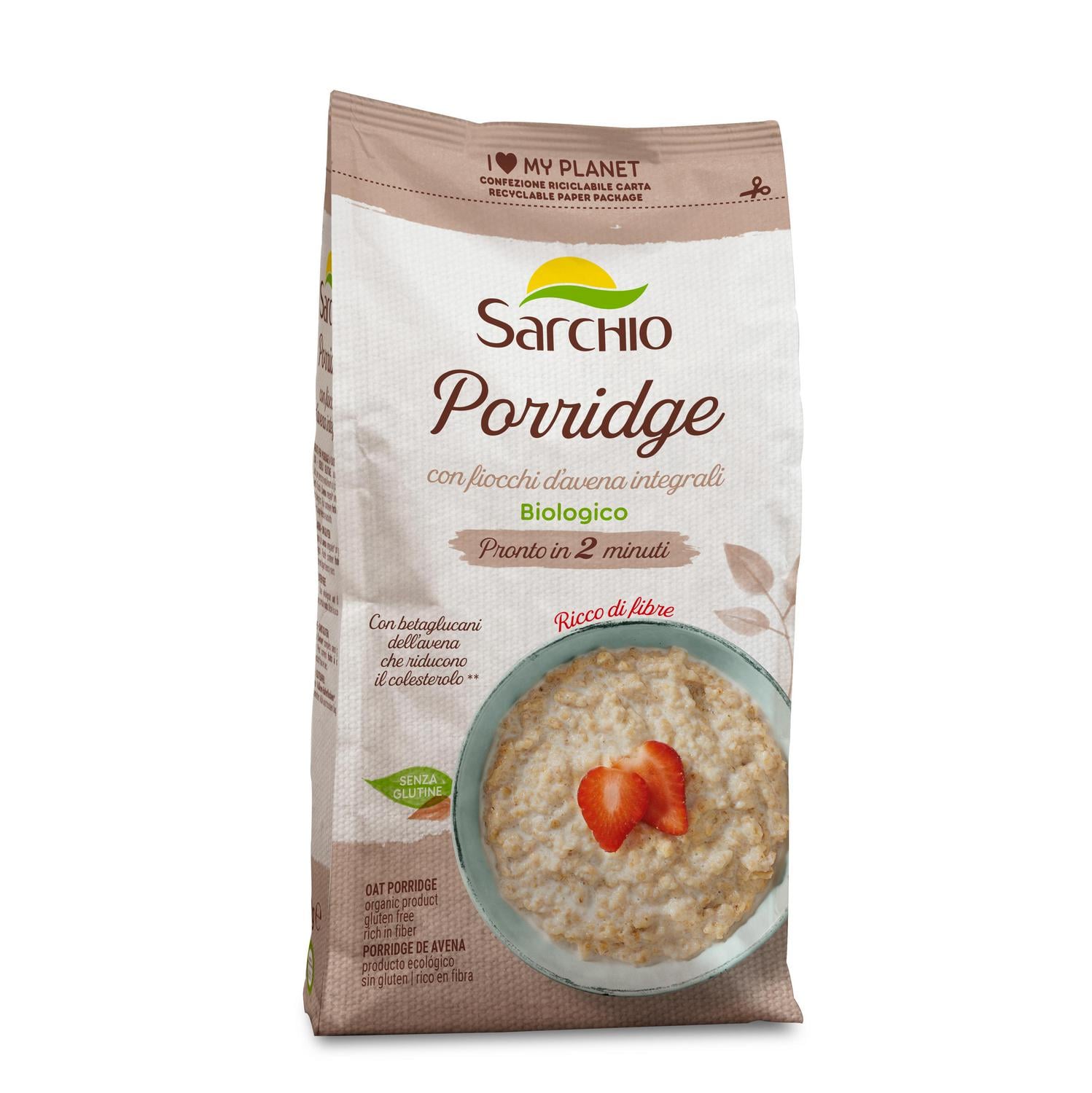 Porridge de avena ecológica Sarchio sin gluten 300 g.