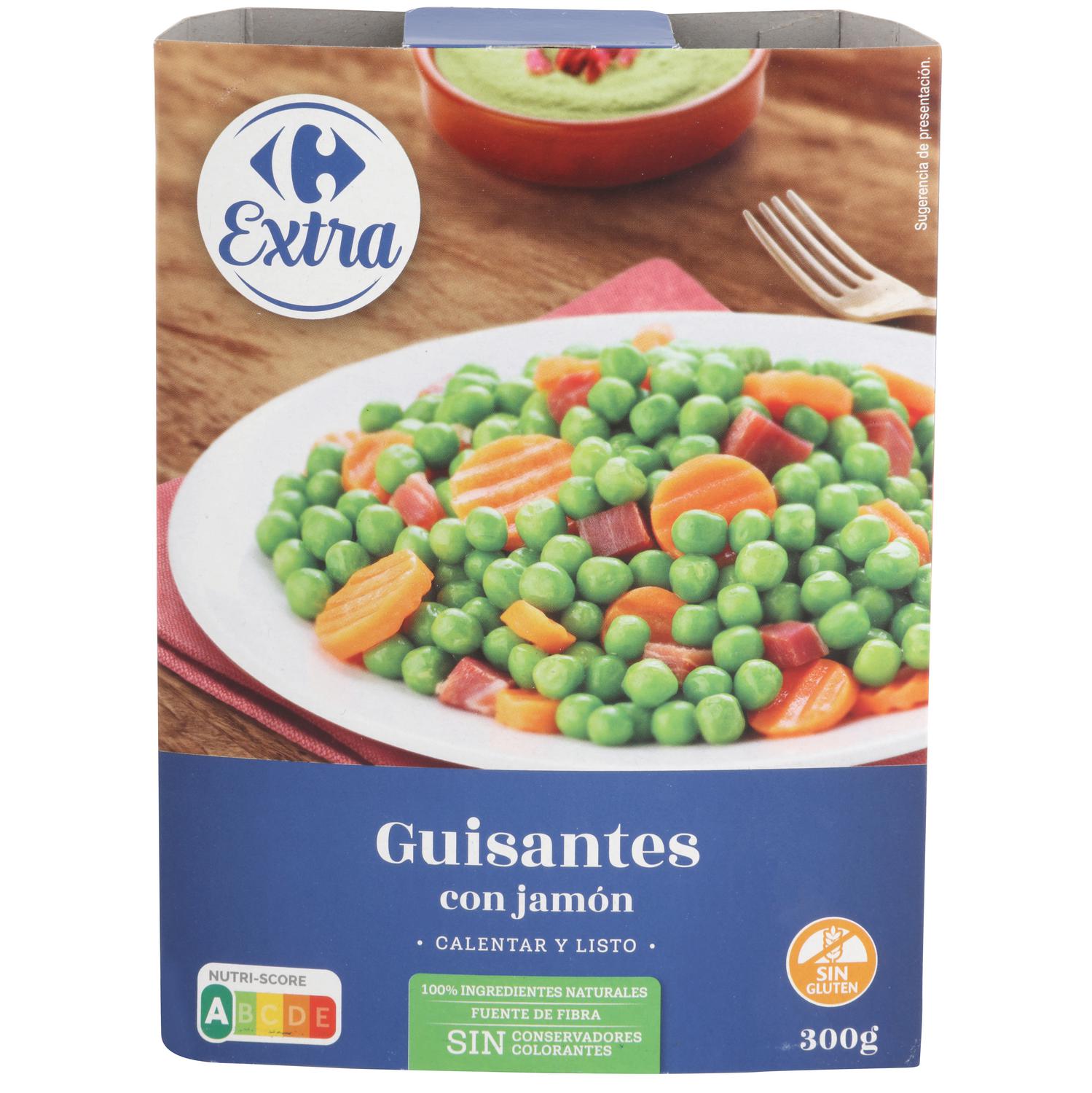 Guisantes con jamón y zanahoria Carrefour Extra 300 g.