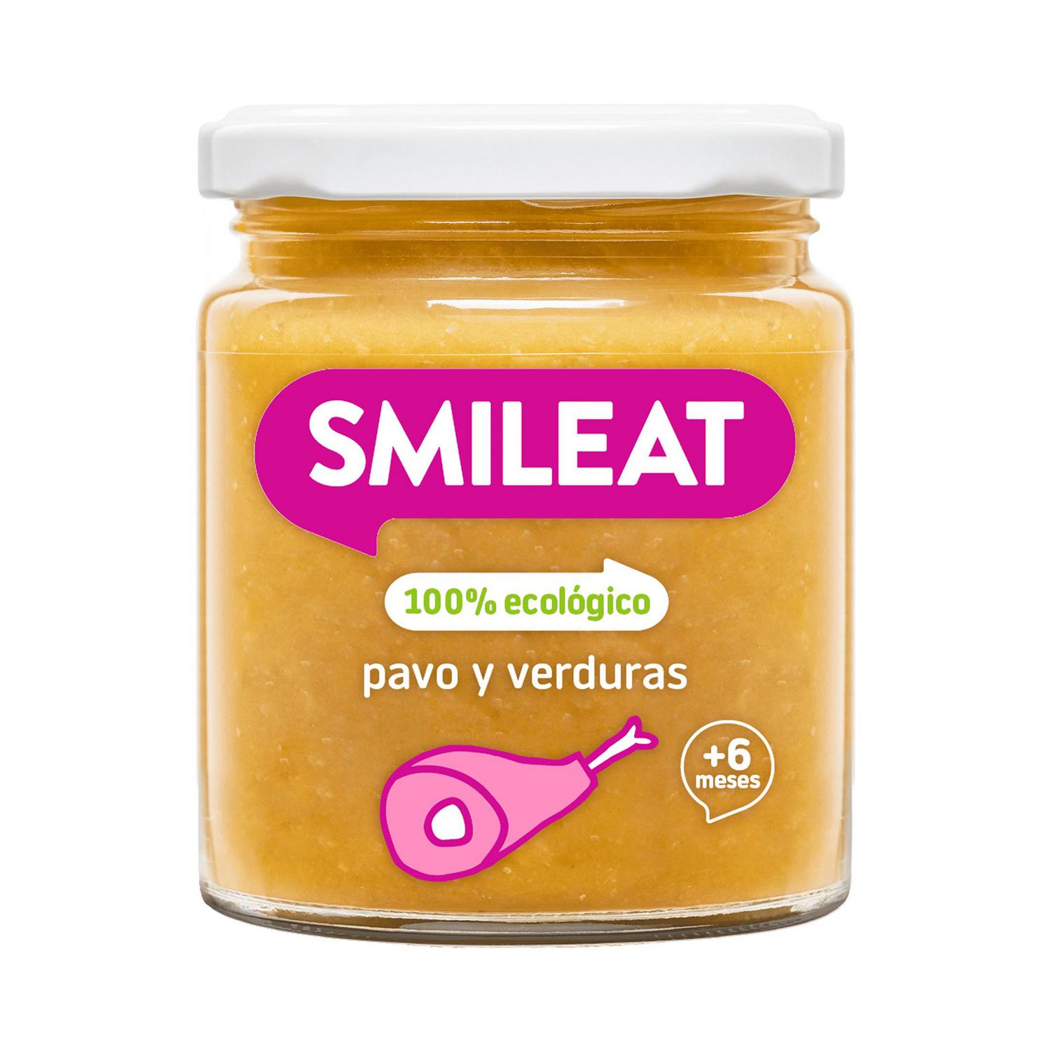 Tarrito de pavo con verduras desde 6 meses ecológico Smileat sin gluten 230 g.