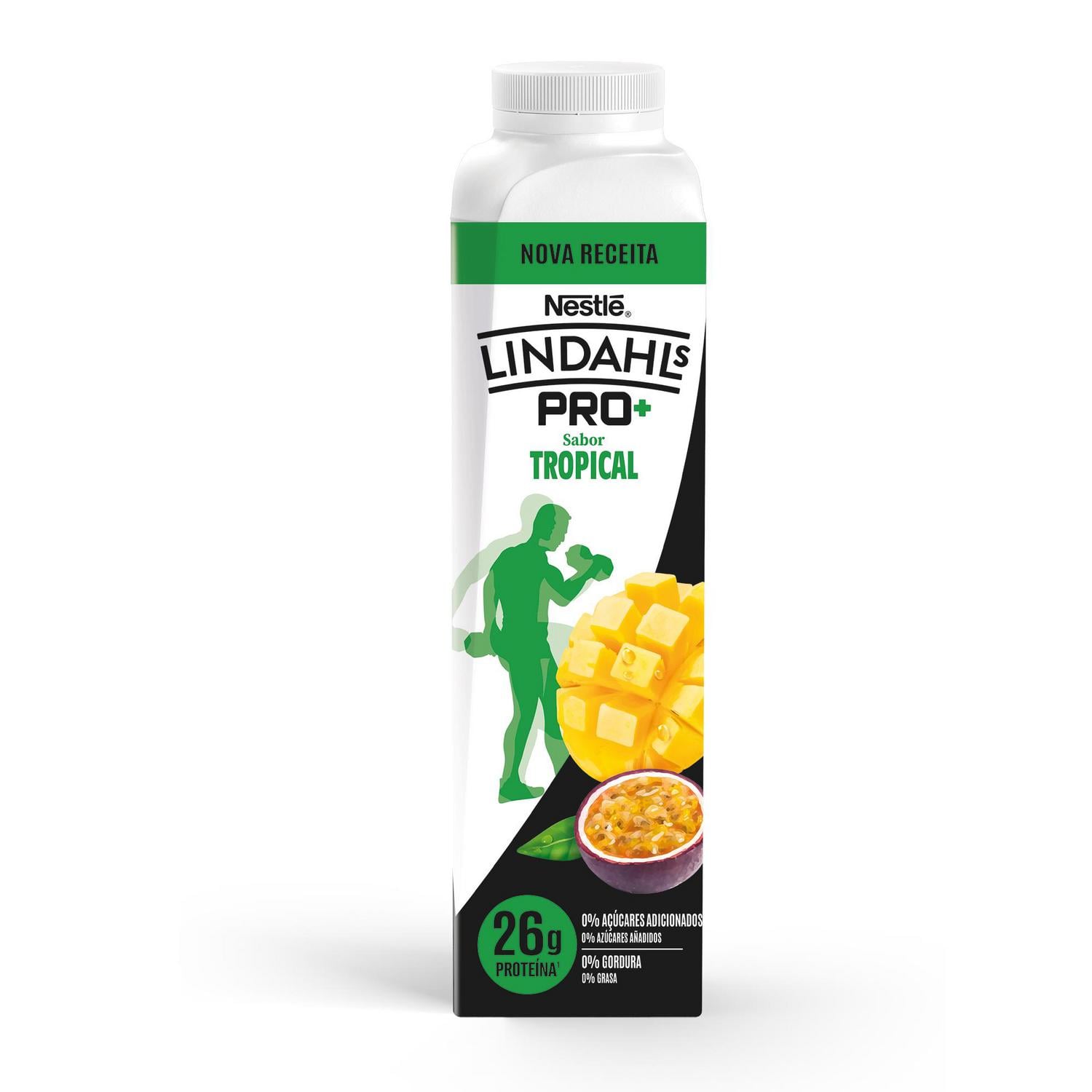 Leche fermentada liquida desnatada pro+ sabor tropical Lindahls sin gluten y sin lactosa 345 g.