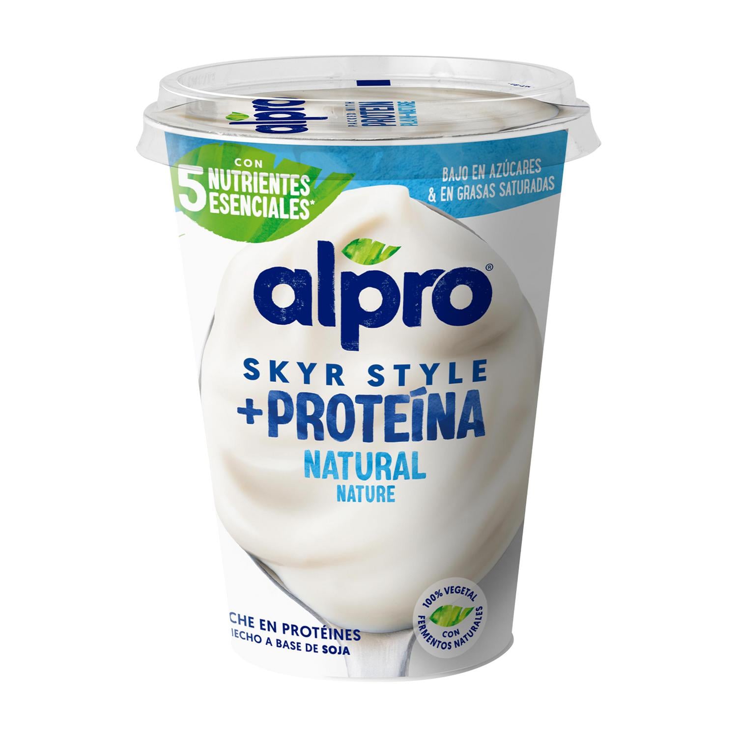Preparado de soja natural tipo skyr alto en proteína Alpro sin gluten y sin lactosa 400 g.