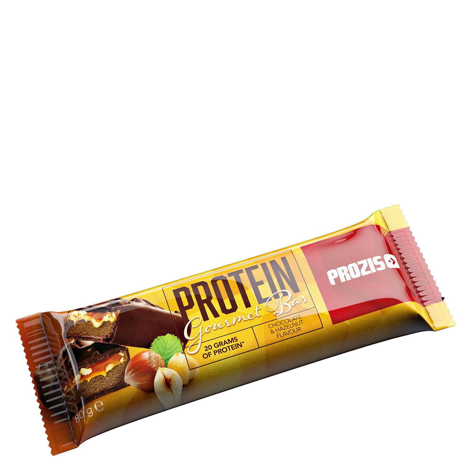 Barrita de proteínas sabor chocolate y avellanas Prozis 80 g.