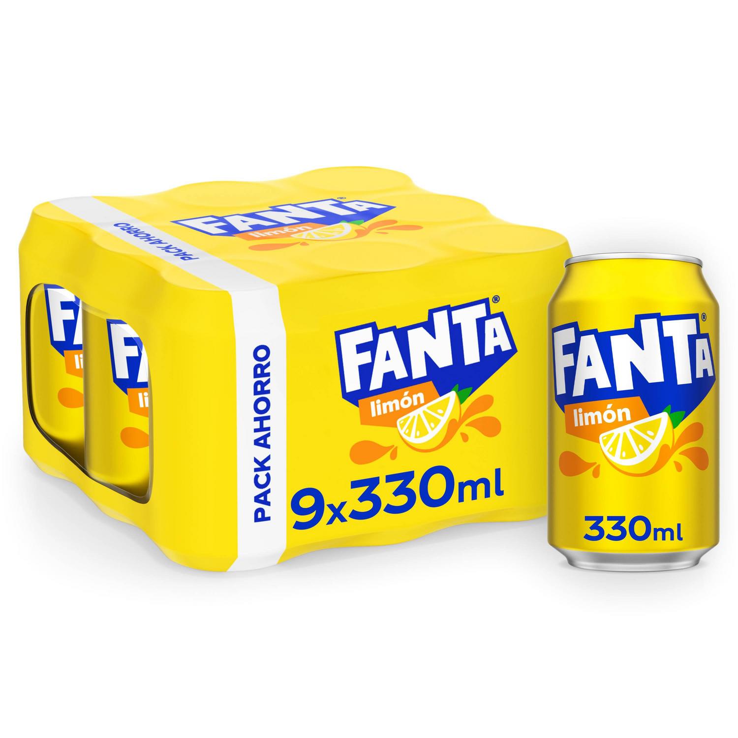 Fanta de limón pack 9 latas 33 cl.