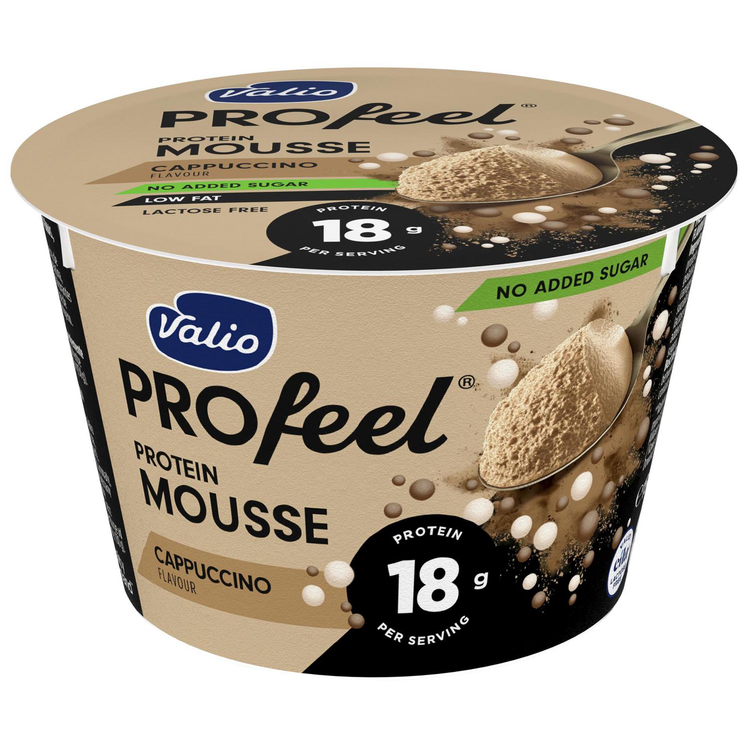 Mousse de cappuccino alto en proteínas Valio Profeel Protein sin lactosa y sin azúcar añadido 150 g.