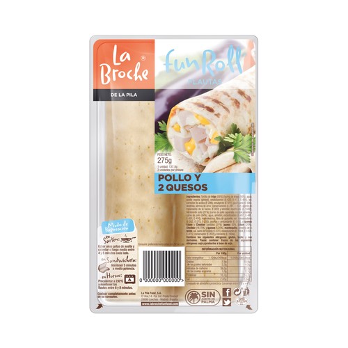 LA BROCHE Flautas rellenas de pollo y 2 quesos, sin aceite de palma LA BROCHE Fun roll 275 g.