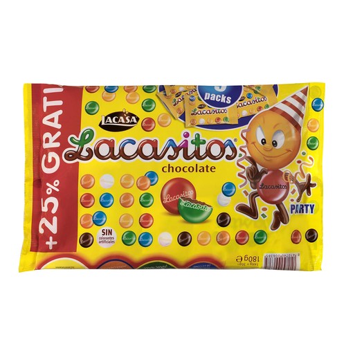 LACASITOS Grageas de colores con chocolate 180 g.
