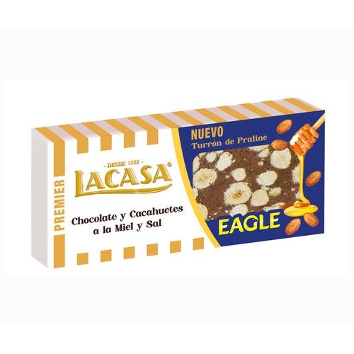 LACASA Turrón de chocolate con cacahuetes eagle 225 g.