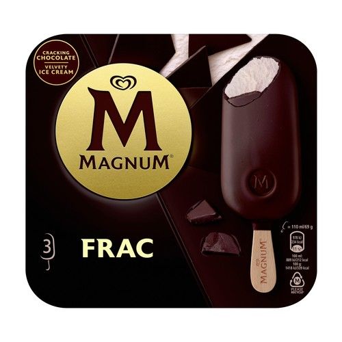 MAGNUM Bombón de helado de nata recubierto de chocolate negro de MAGNUM de Frigo 3 x 100 ml.