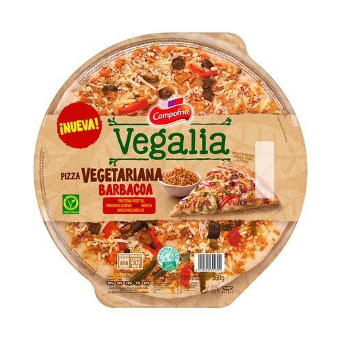 CAMPOFRÍO Vegalia Pizza barbacoa con proteína vegetal, verduras asadas y queso Mozzarella 360 g.