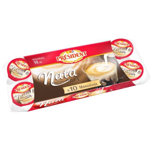 PRÉSIDENT Nata líquida en prácticas monodosis, especial para te y café PRESIDENT 10 x 9.8 ml.