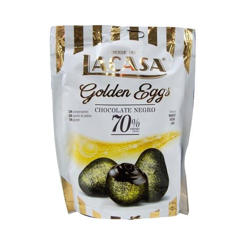 Huevitos de chocolate negro 70 % LACASA Golden Eggs 125 g.